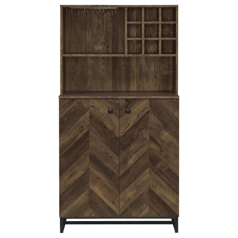 Mendoza 2-door Home Bar Cabinet Wine Storage Rustic Oak-zoom-