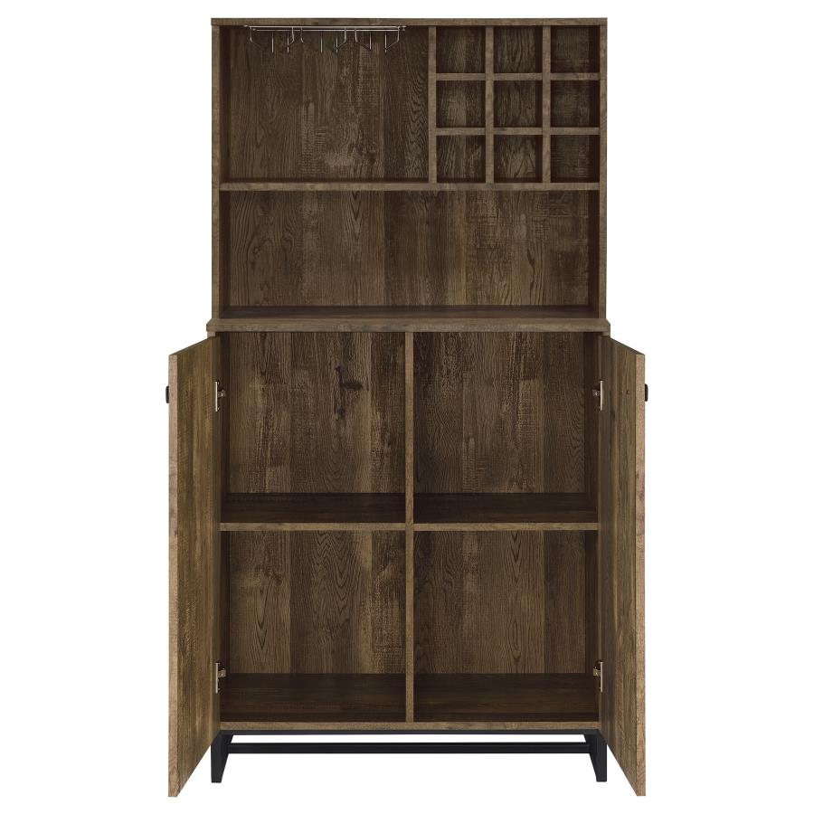 Mendoza 2-door Home Bar Cabinet Wine Storage Rustic Oak-5