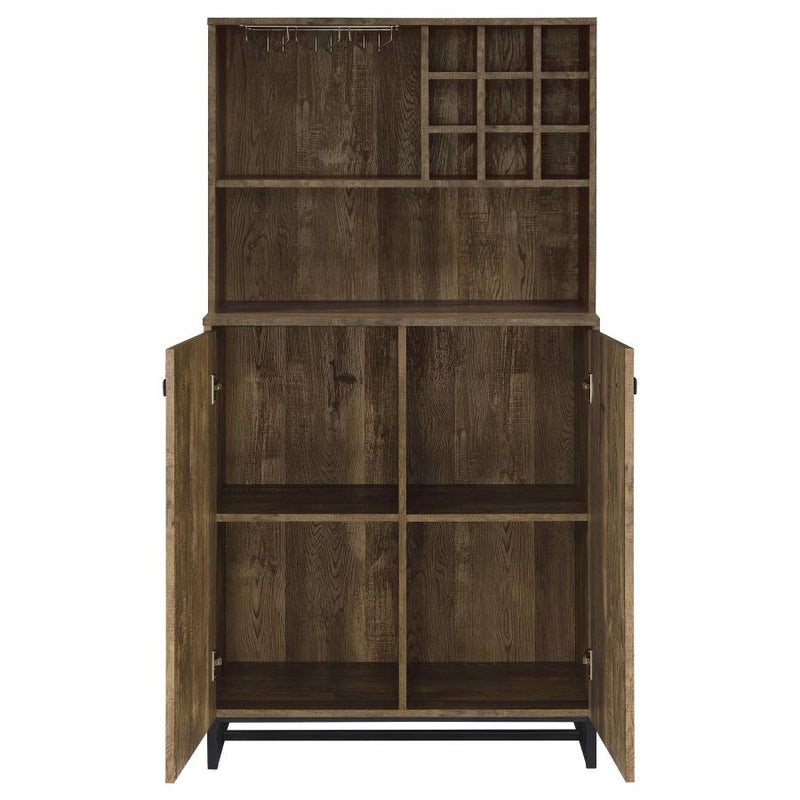 Mendoza 2-door Home Bar Cabinet Wine Storage Rustic Oak-zoom-