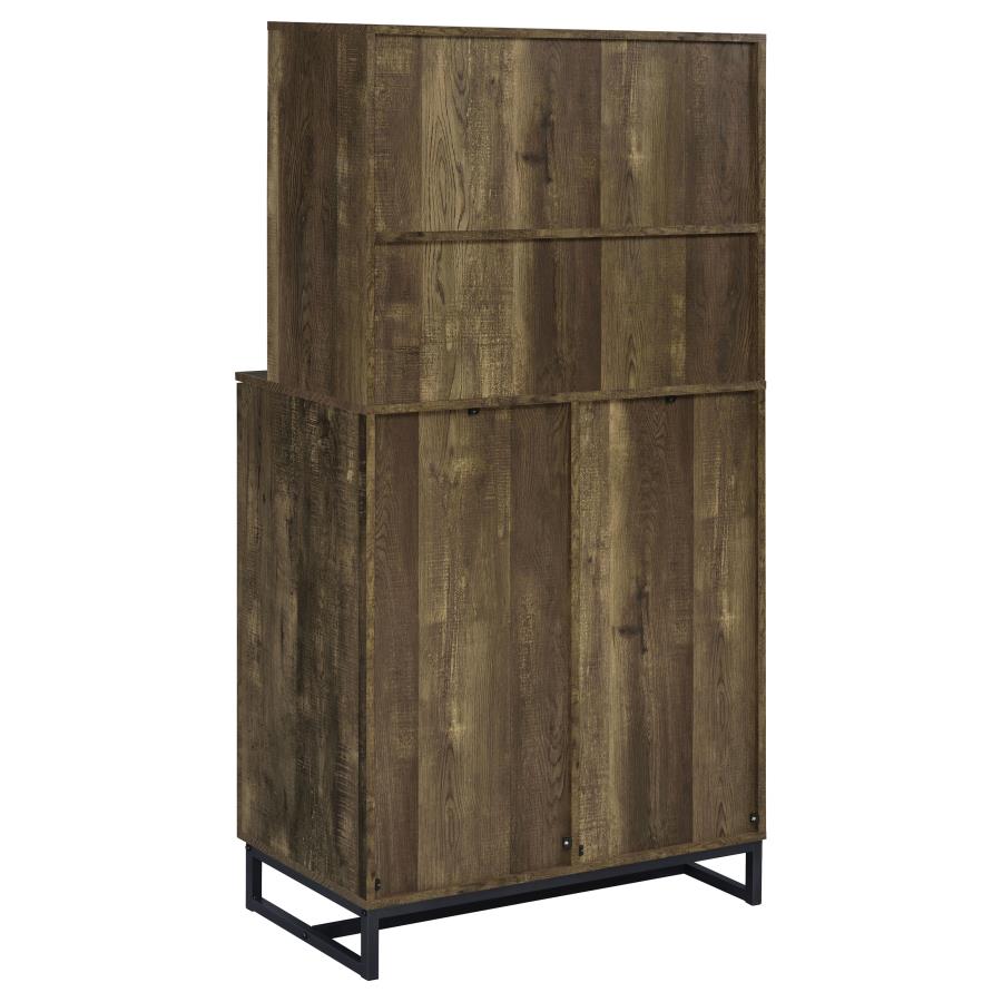 Mendoza 2-door Home Bar Cabinet Wine Storage Rustic Oak-zoom-7