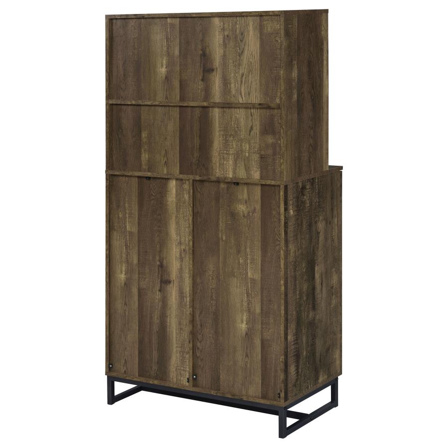Mendoza 2-door Home Bar Cabinet Wine Storage Rustic Oak-8