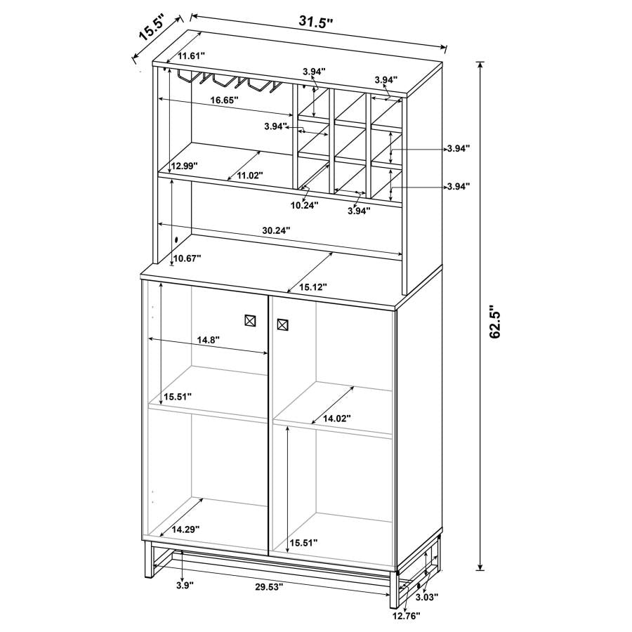 Mendoza 2-door Home Bar Cabinet Wine Storage Rustic Oak-zoom-13