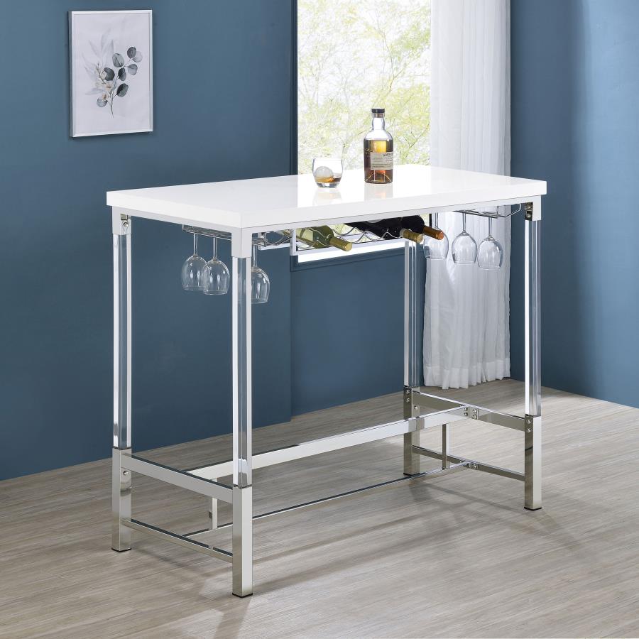 Norcrest 47-inch Acrylic Leg Bar Table White High Gloss-2