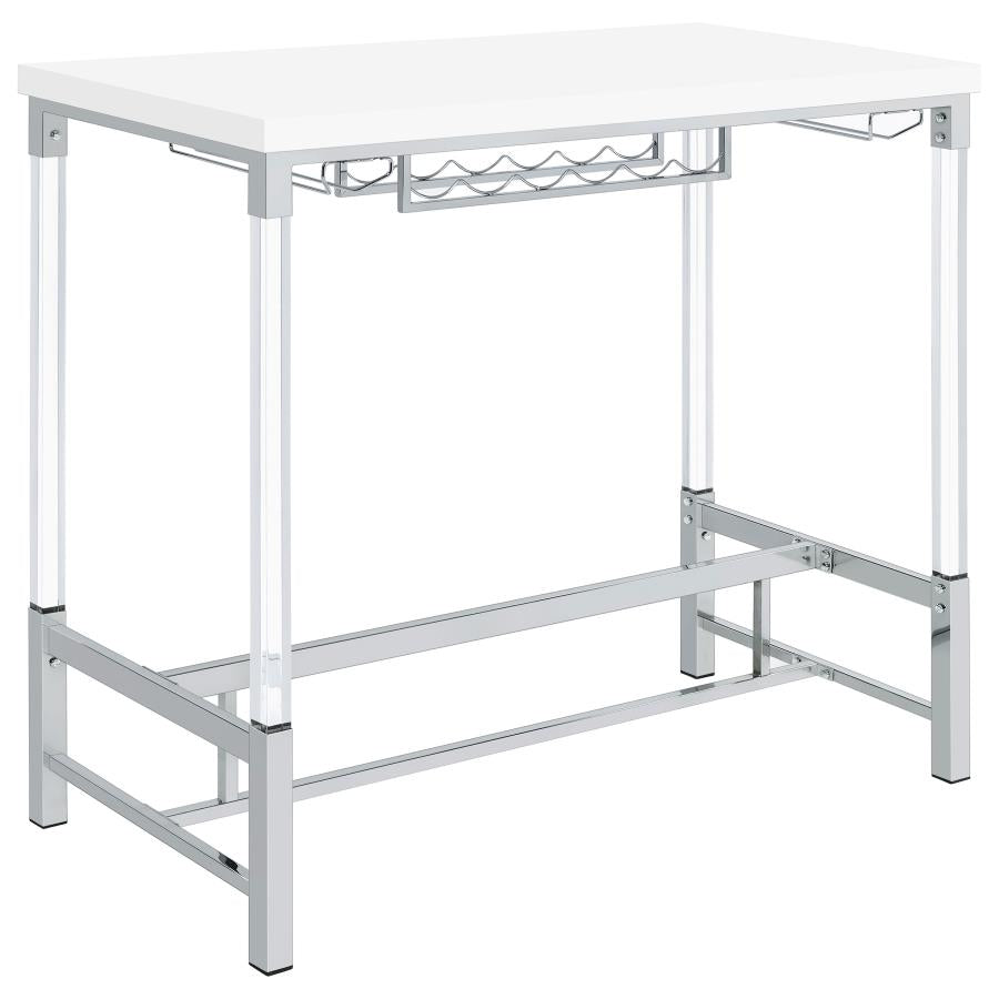Norcrest 47-inch Acrylic Leg Bar Table White High Gloss-zoom-1