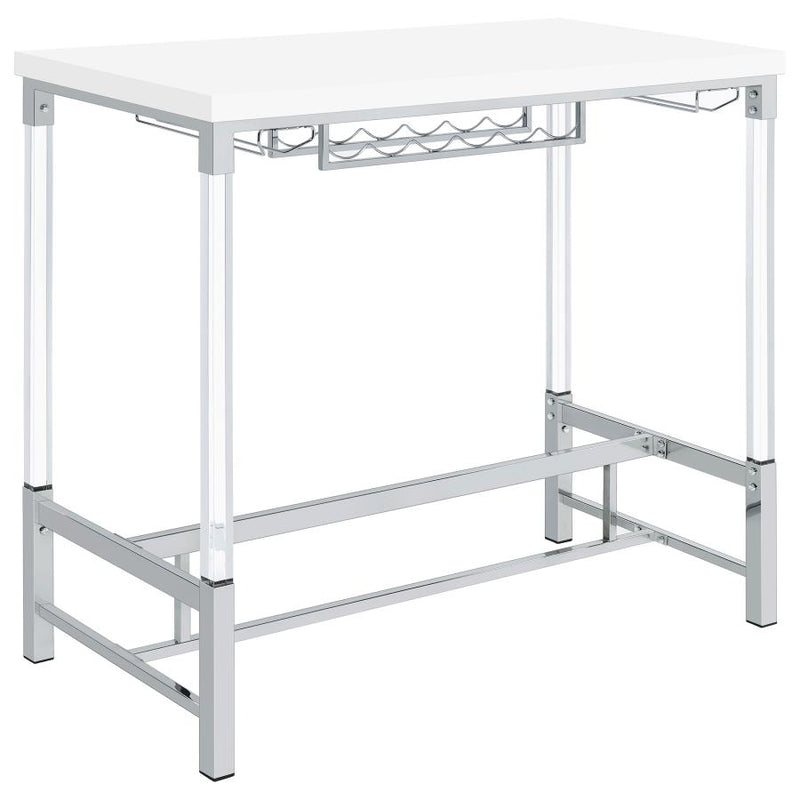 Norcrest 47-inch Acrylic Leg Bar Table White High Gloss-zoom-