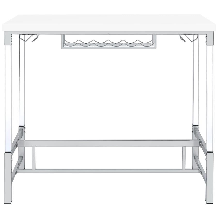 Norcrest 47-inch Acrylic Leg Bar Table White High Gloss-zoom-3