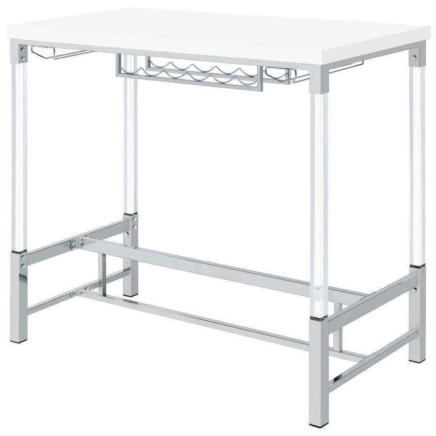 Norcrest 47-inch Acrylic Leg Bar Table White High Gloss-4