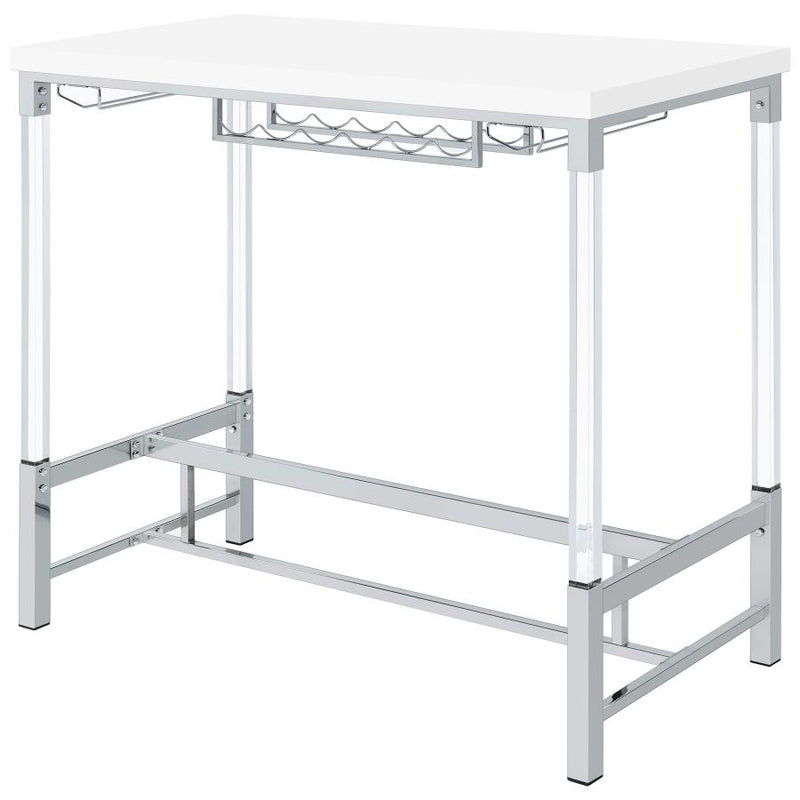 Norcrest 47-inch Acrylic Leg Bar Table White High Gloss-zoom-