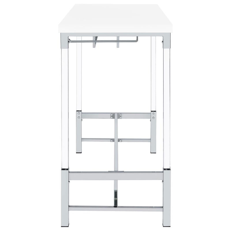 Norcrest 47-inch Acrylic Leg Bar Table White High Gloss-zoom-
