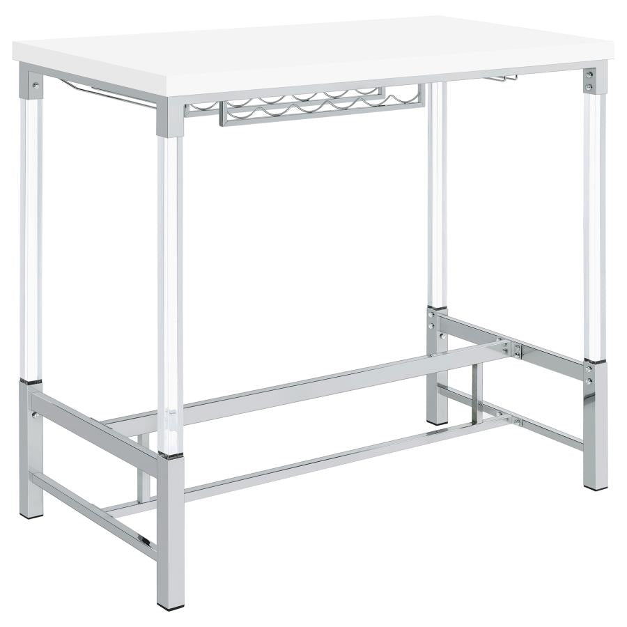 Norcrest 47-inch Acrylic Leg Bar Table White High Gloss-zoom-6