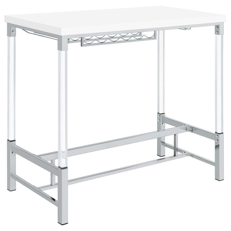 Norcrest 47-inch Acrylic Leg Bar Table White High Gloss-zoom-