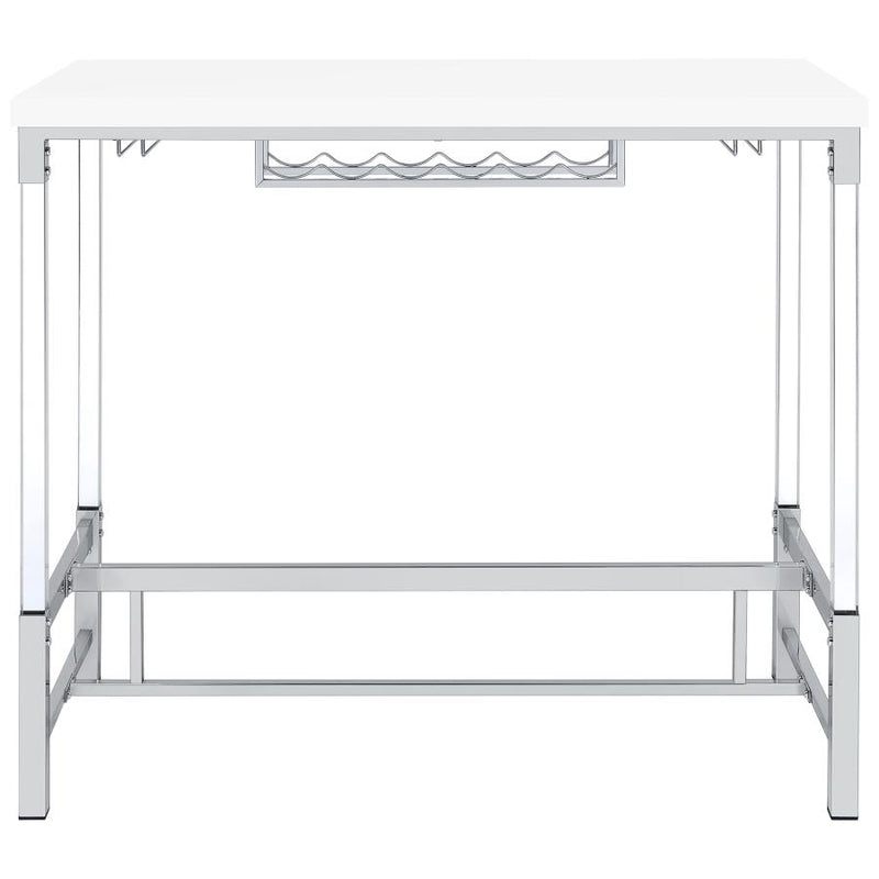 Norcrest 47-inch Acrylic Leg Bar Table White High Gloss-zoom-