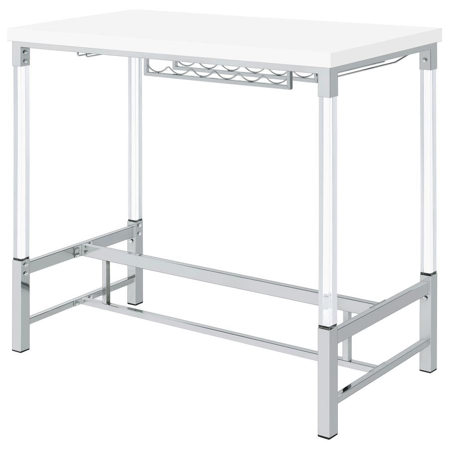 Norcrest 47-inch Acrylic Leg Bar Table White High Gloss-8