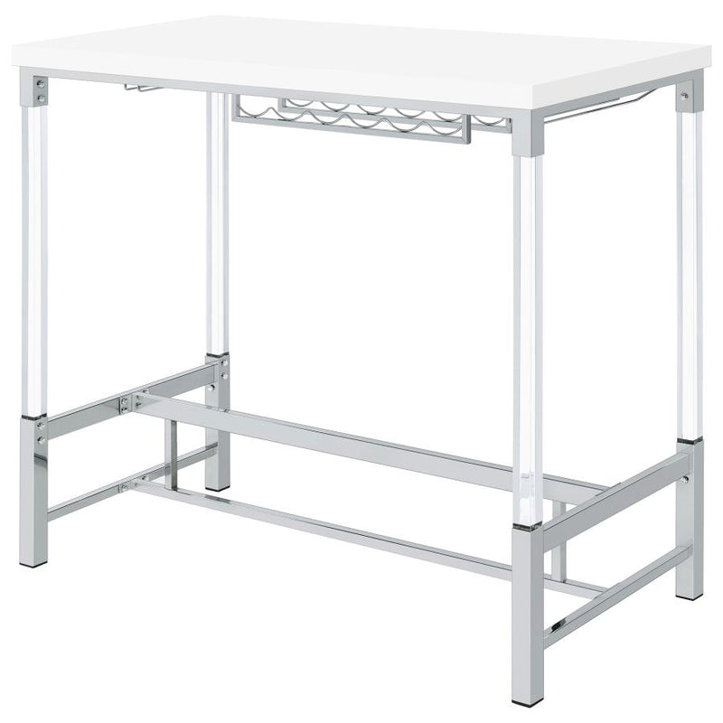 Norcrest 47-inch Acrylic Leg Bar Table White High Gloss-zoom-