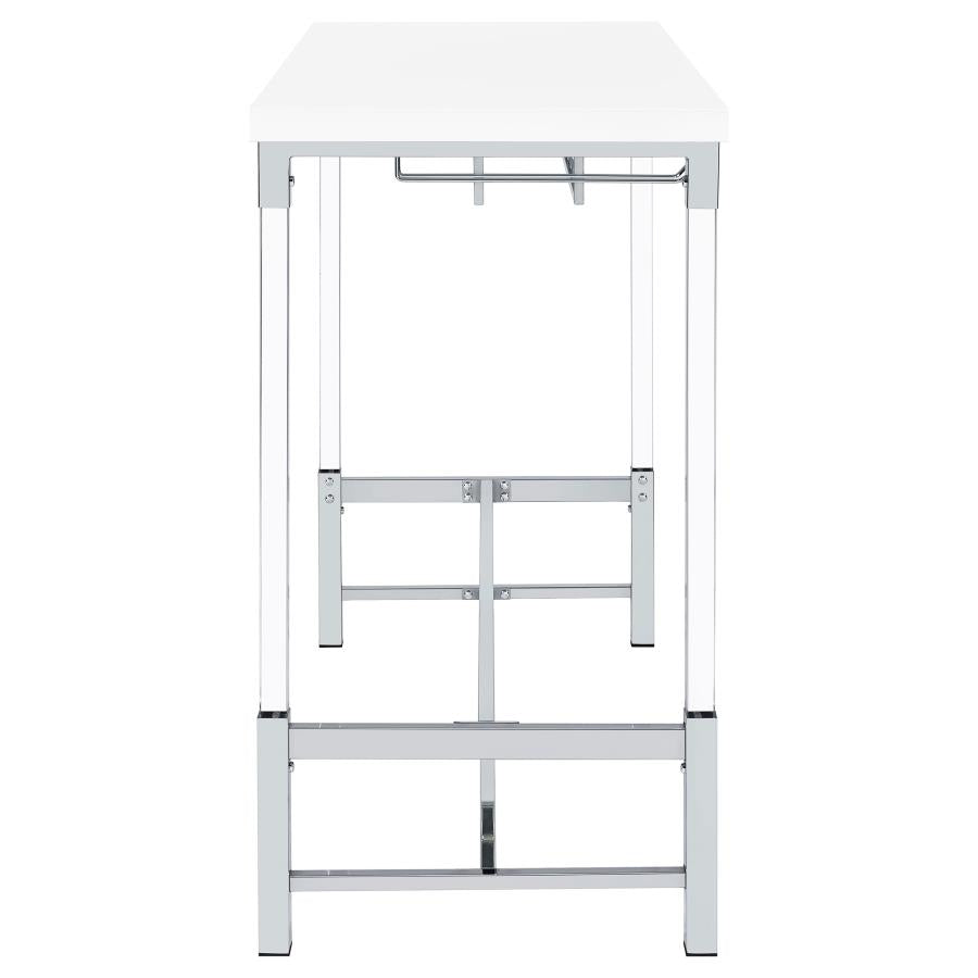 Norcrest 47-inch Acrylic Leg Bar Table White High Gloss-9