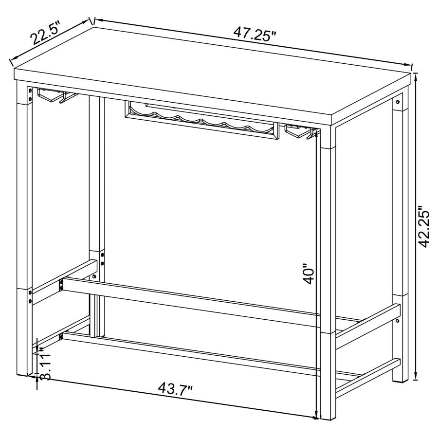 Norcrest 47-inch Acrylic Leg Bar Table White High Gloss-12