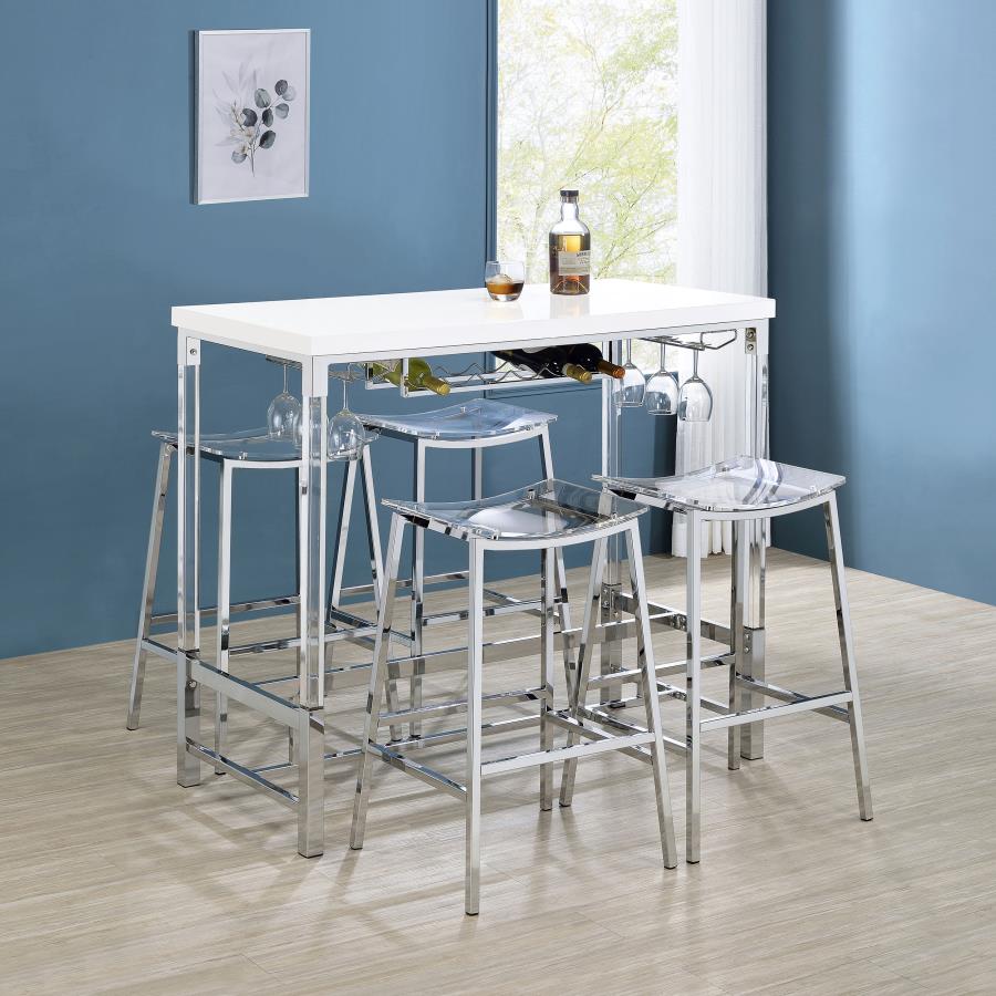 Norcrest 47-inch Acrylic Leg Bar Table White High Gloss-13