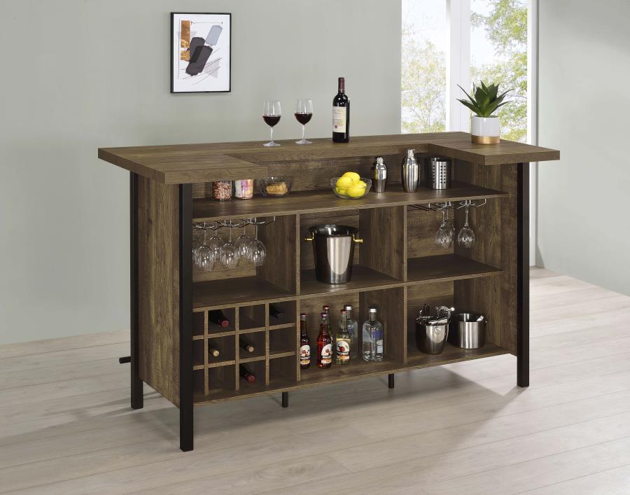 Bellemore Freestanding Home Bar Wine Cabinet Rustic Oak-3