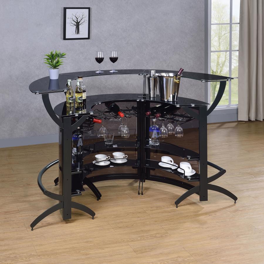 Dallas 3-piece Curved Freestanding Home Bar Cabinet Black-zoom-3