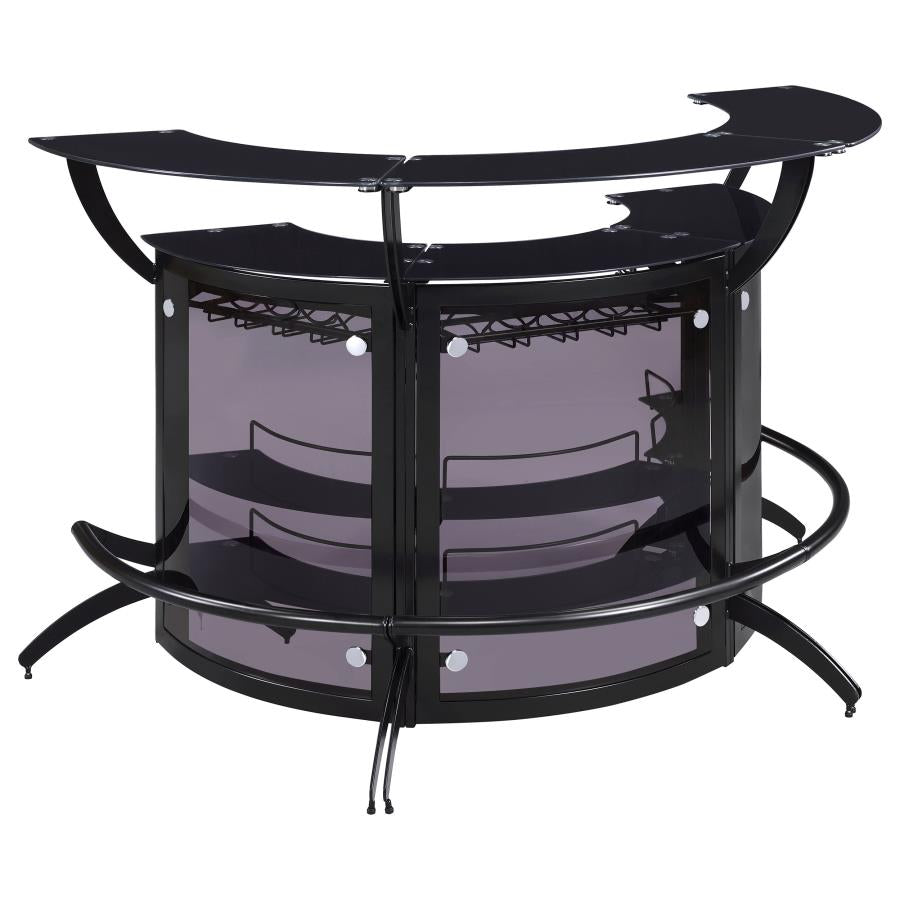 Dallas 3-piece Curved Freestanding Home Bar Cabinet Black-zoom-2
