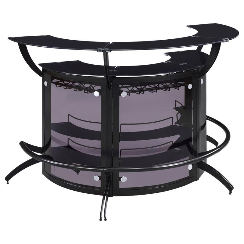 Dallas 3-piece Curved Freestanding Home Bar Cabinet Black-zoom-