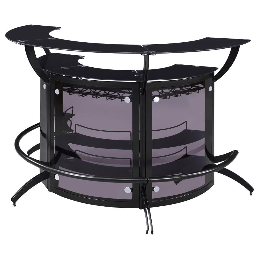 Dallas 3-piece Curved Freestanding Home Bar Cabinet Black-zoom-5