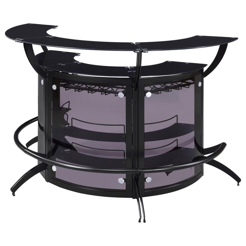 Dallas 3-piece Curved Freestanding Home Bar Cabinet Black-zoom-