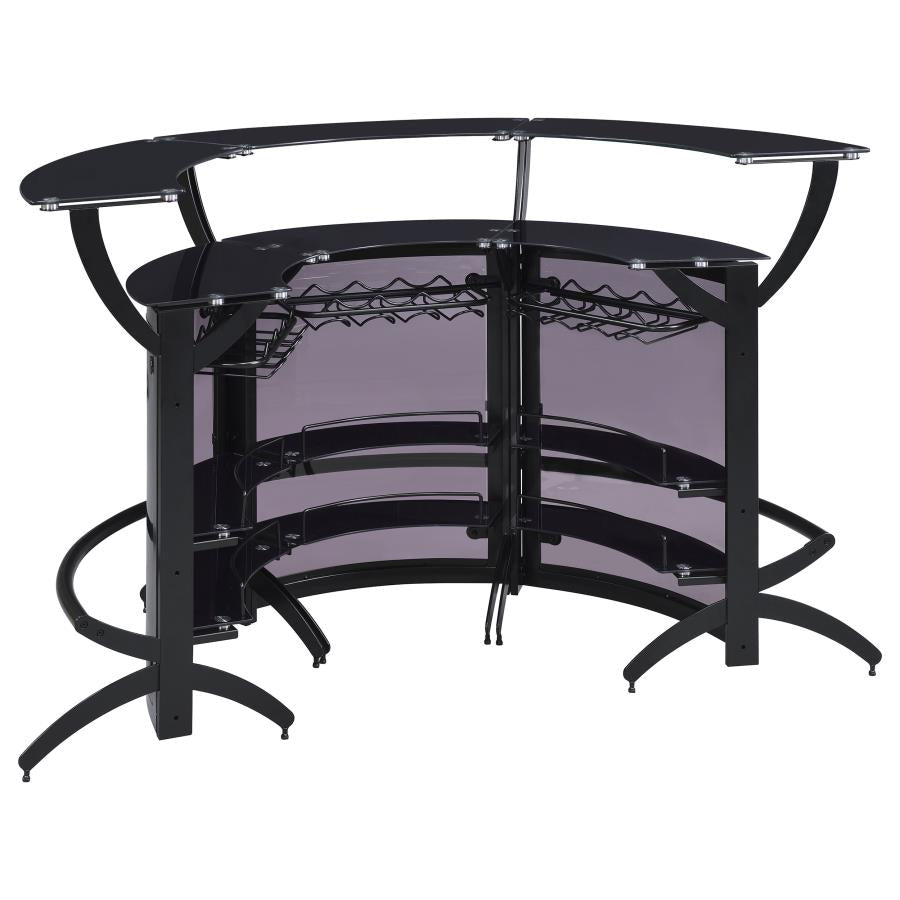 Dallas 3-piece Curved Freestanding Home Bar Cabinet Black-7
