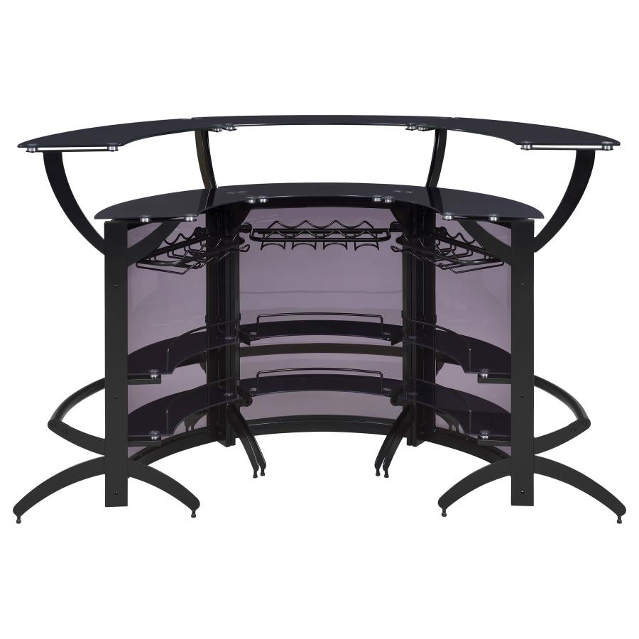 Dallas 3-piece Curved Freestanding Home Bar Cabinet Black-zoom-8