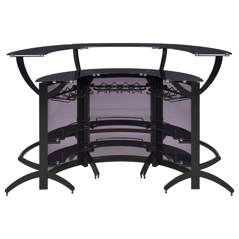 Dallas 3-piece Curved Freestanding Home Bar Cabinet Black-zoom-
