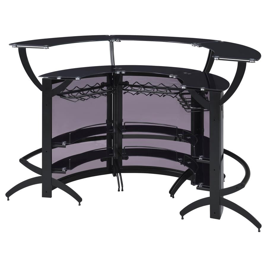 Dallas 3-piece Curved Freestanding Home Bar Cabinet Black-zoom-9