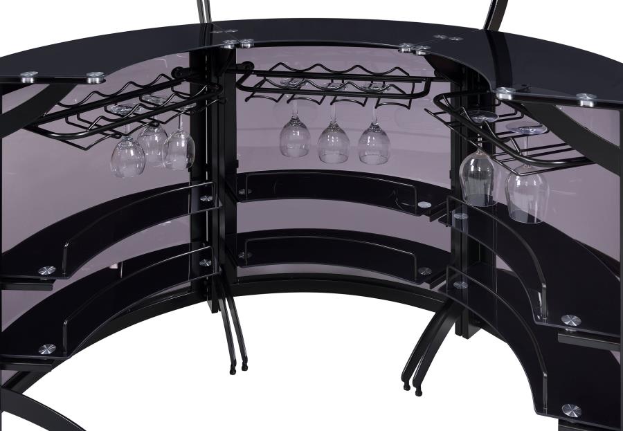 Dallas 3-piece Curved Freestanding Home Bar Cabinet Black-11