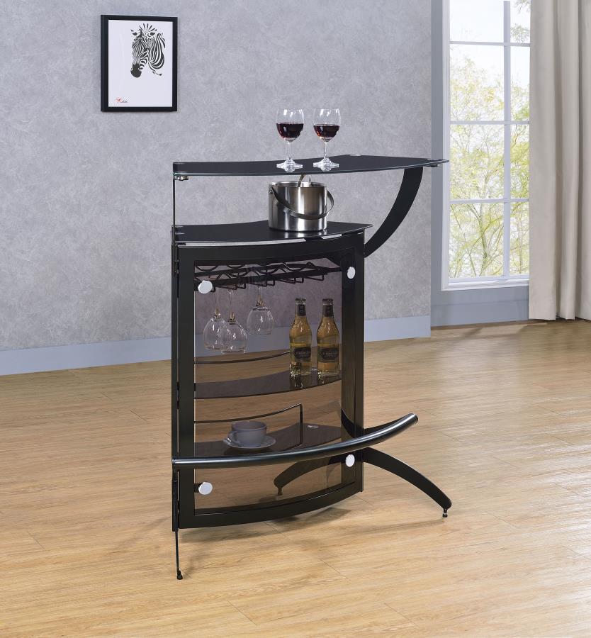 Dallas 2-shelf Curved Freestanding Home Bar Cabinet Black-zoom-2