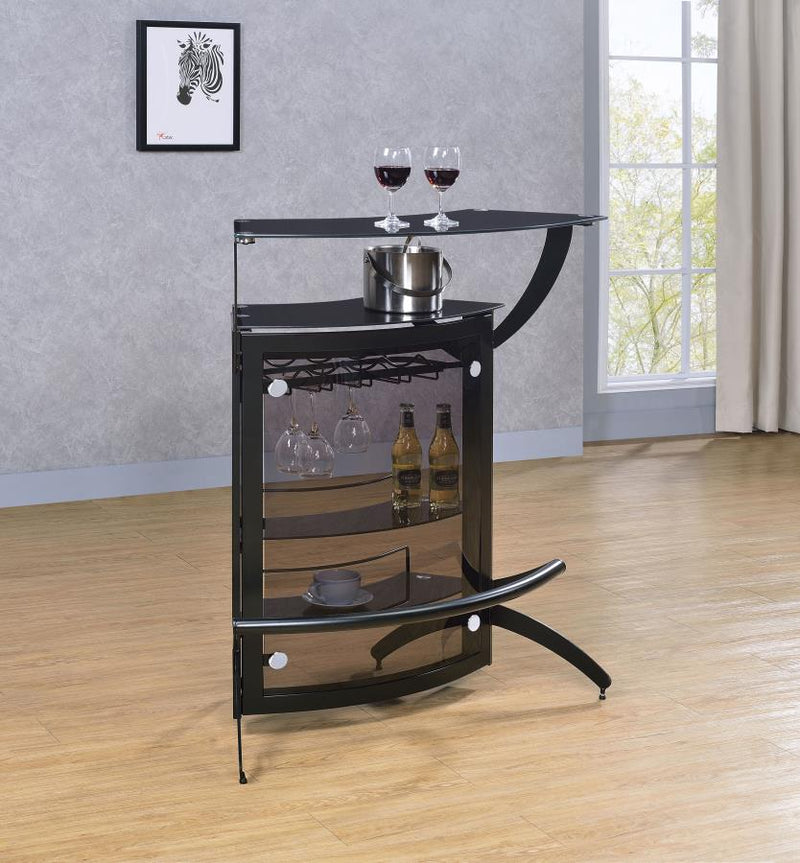 Dallas 2-shelf Curved Freestanding Home Bar Cabinet Black-zoom-