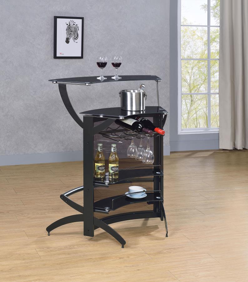 Dallas 2-shelf Curved Freestanding Home Bar Cabinet Black-zoom-