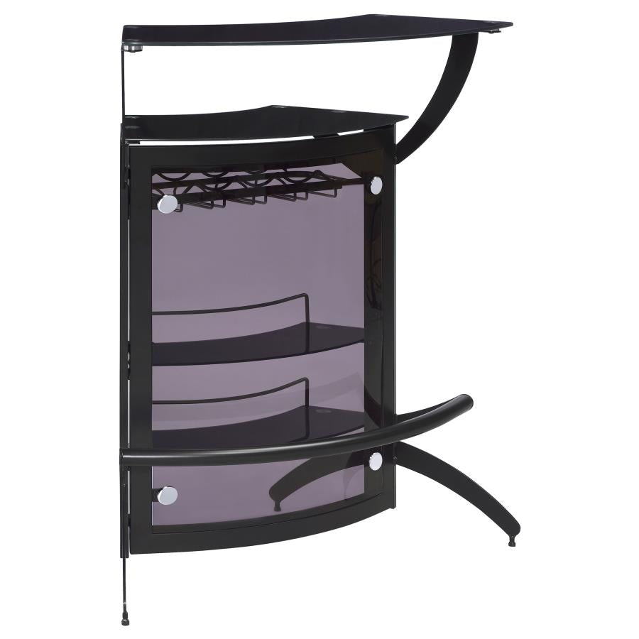 Dallas 2-shelf Curved Freestanding Home Bar Cabinet Black-zoom-1