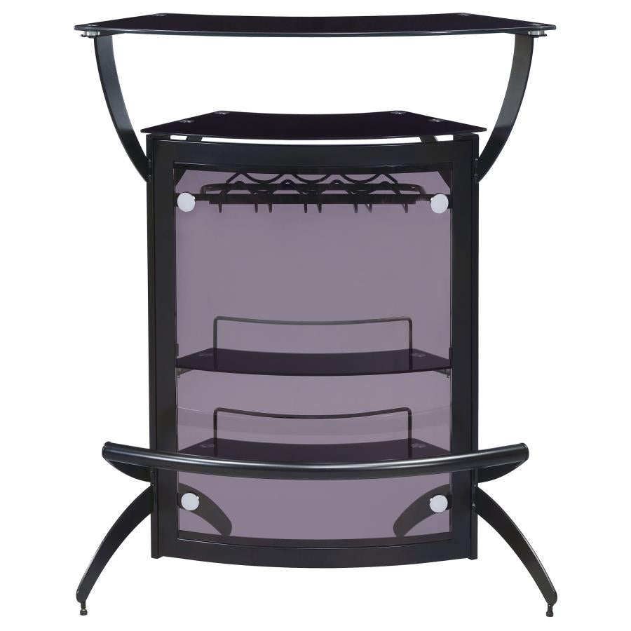 Dallas 2-shelf Curved Freestanding Home Bar Cabinet Black-4