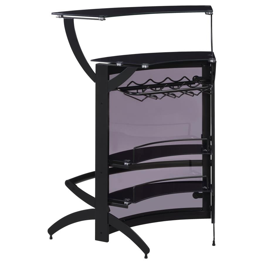 Dallas 2-shelf Curved Freestanding Home Bar Cabinet Black-zoom-7