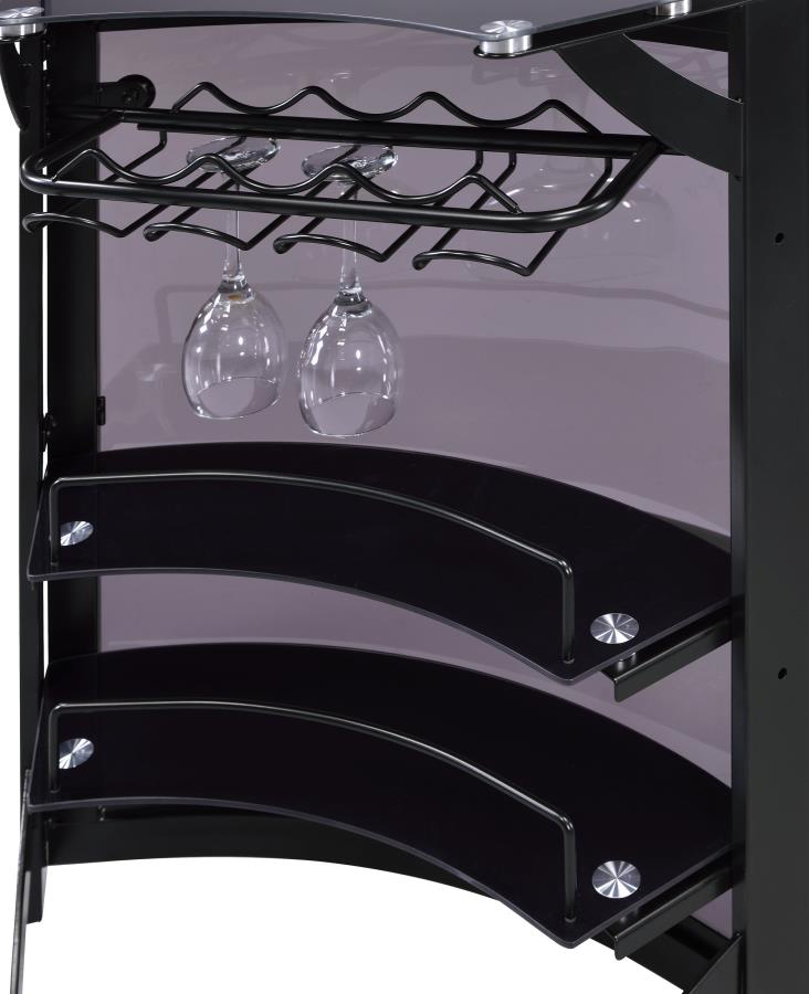 Dallas 2-shelf Curved Freestanding Home Bar Cabinet Black-zoom-