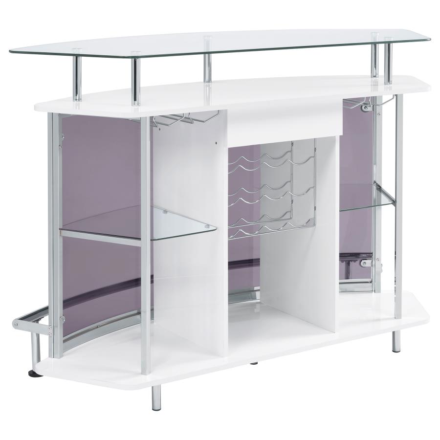 Gideon Curved Glass Top Home Bar Cabinet White High Gloss-5