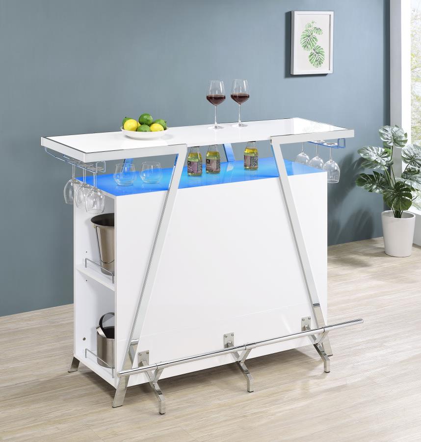 Araceli Freestanding LED Home Bar Cabinet White High Gloss-zoom-5