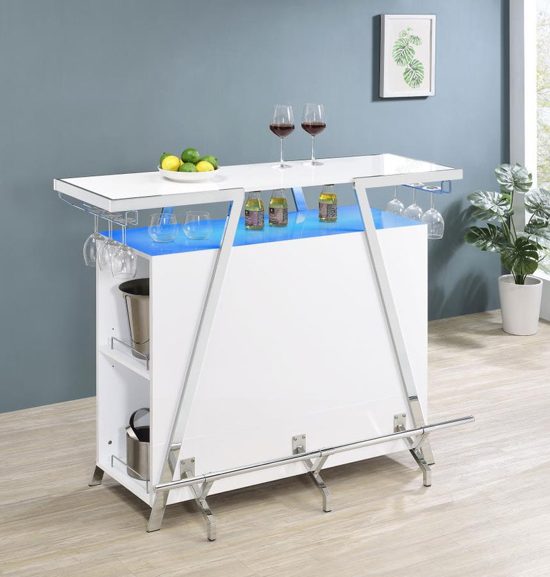 Araceli Freestanding LED Home Bar Cabinet White High Gloss-zoom-