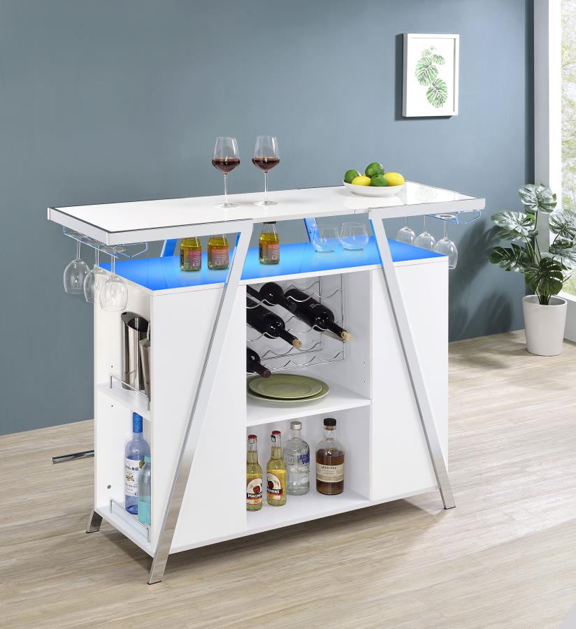 Araceli Freestanding LED Home Bar Cabinet White High Gloss-zoom-6