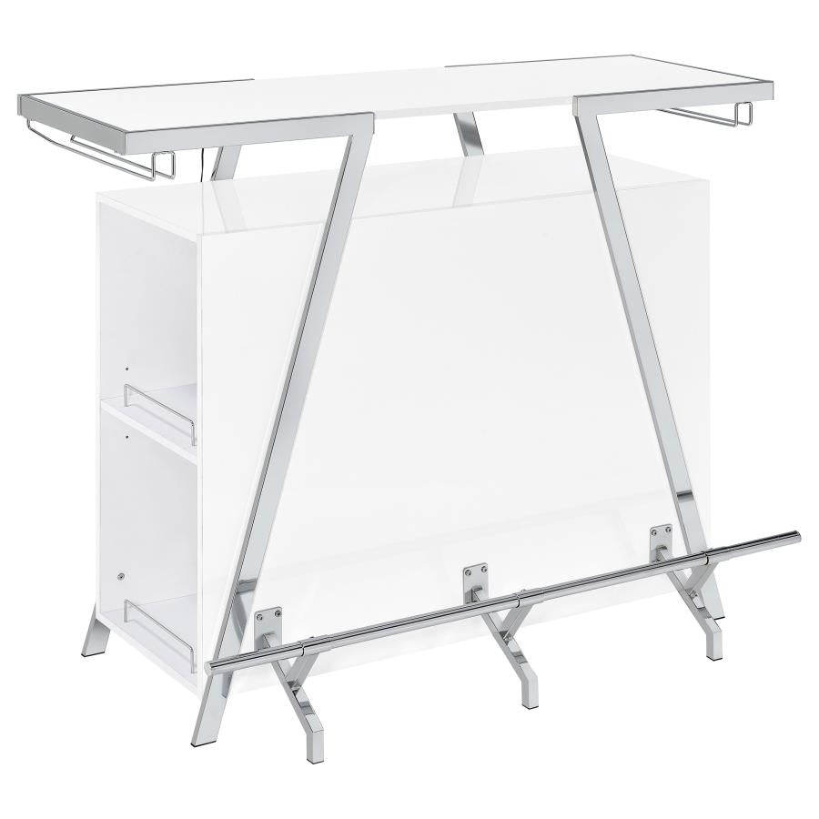Araceli Freestanding LED Home Bar Cabinet White High Gloss-7