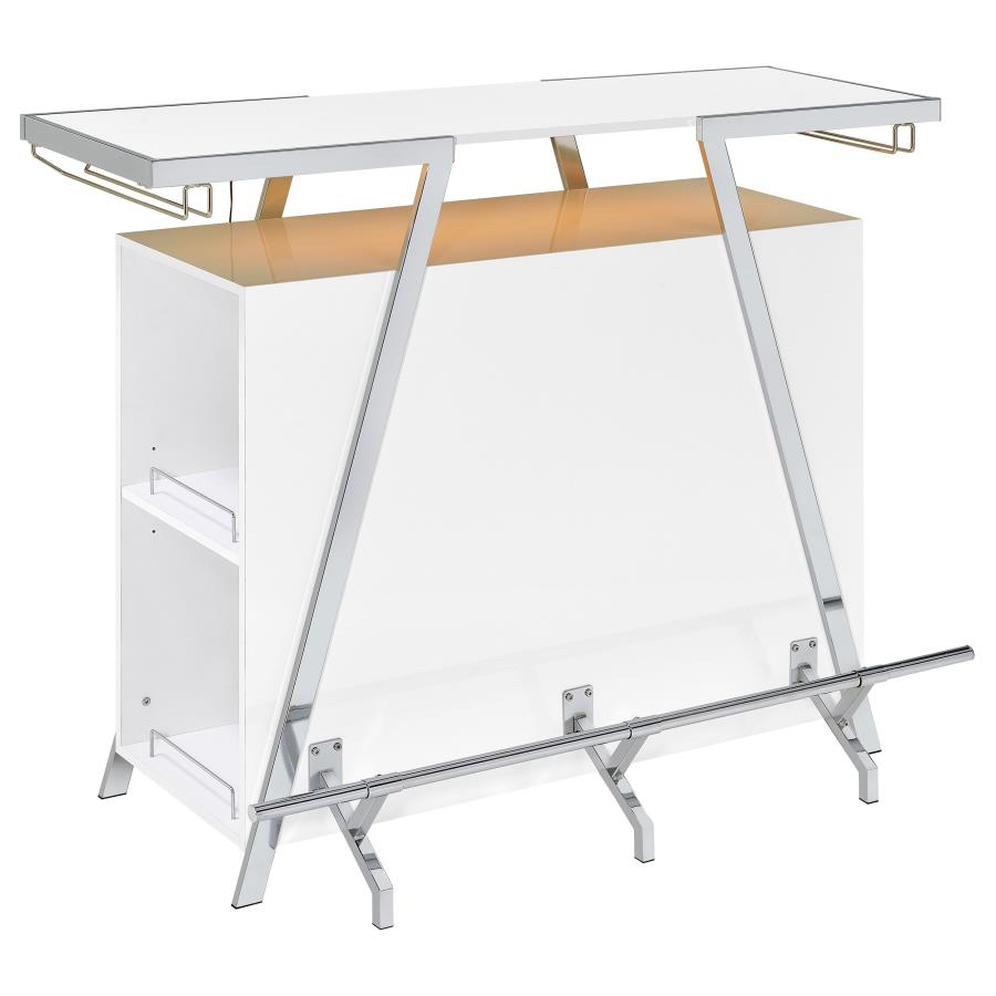 Araceli Freestanding LED Home Bar Cabinet White High Gloss-zoom-9