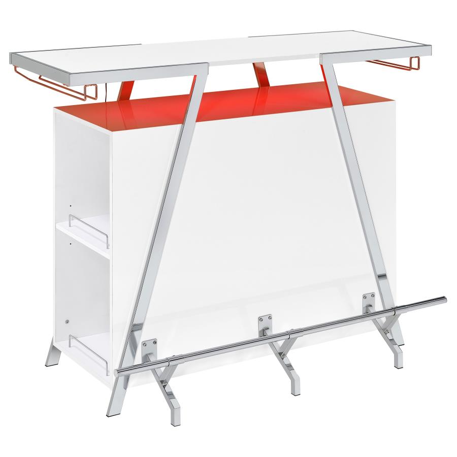 Araceli Freestanding LED Home Bar Cabinet White High Gloss-zoom-10