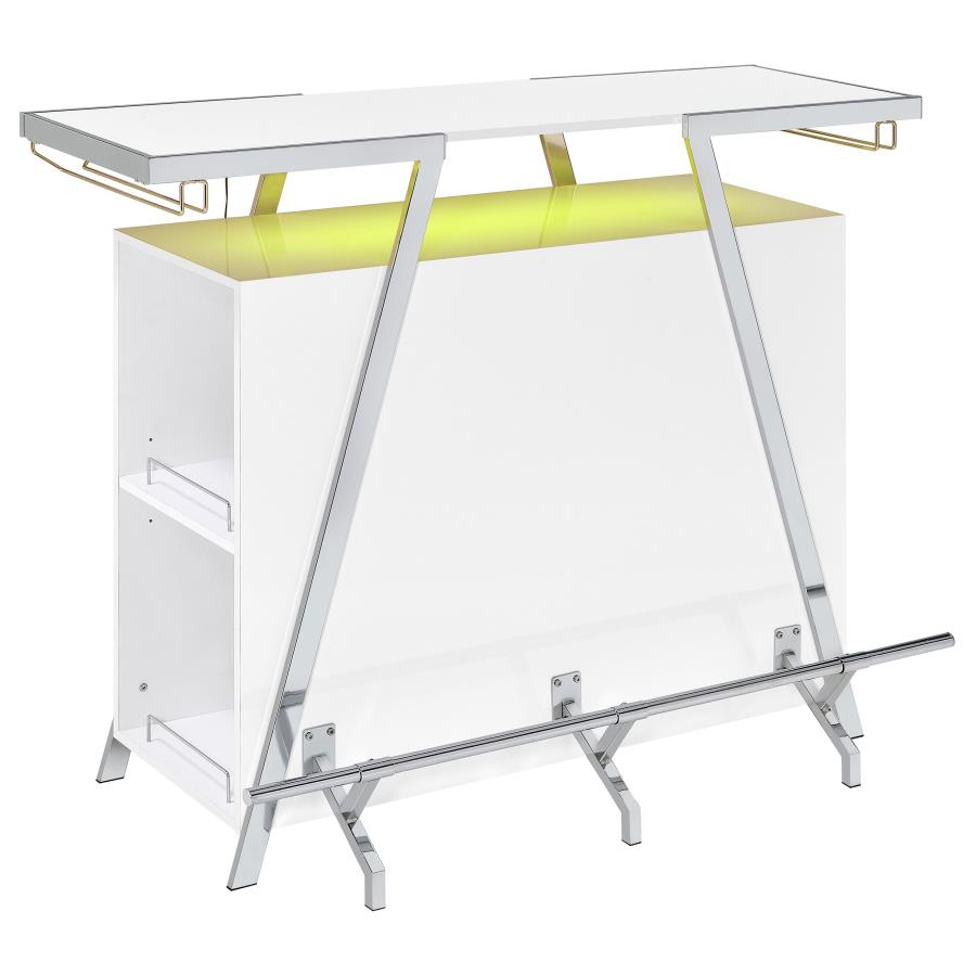 Araceli Freestanding LED Home Bar Cabinet White High Gloss-11