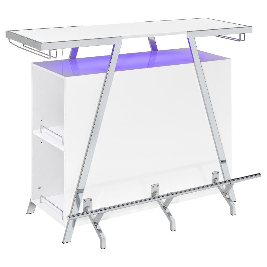 Araceli Freestanding LED Home Bar Cabinet White High Gloss-14