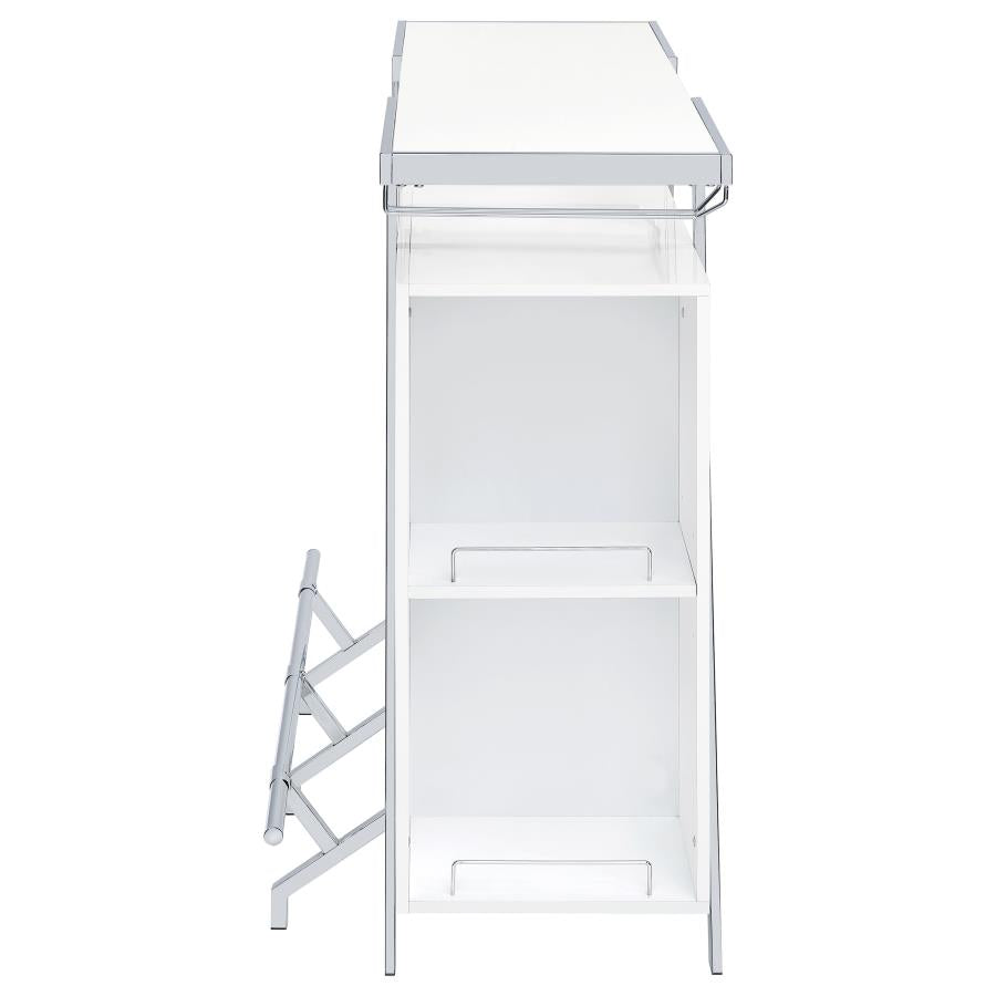 Araceli Freestanding LED Home Bar Cabinet White High Gloss-16