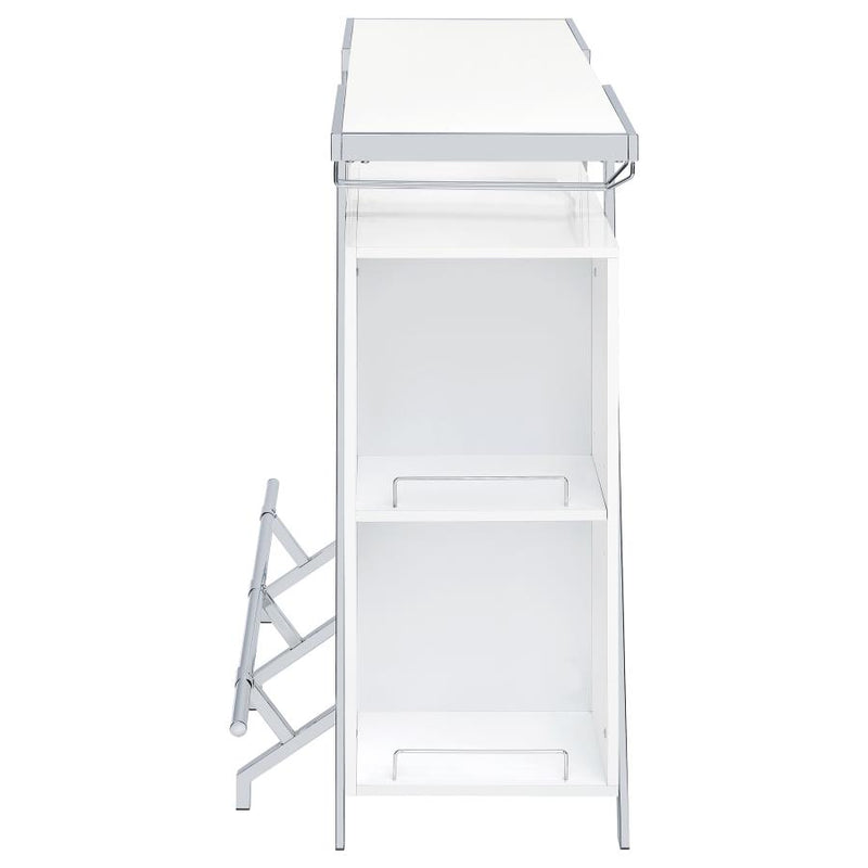 Araceli Freestanding LED Home Bar Cabinet White High Gloss-zoom-